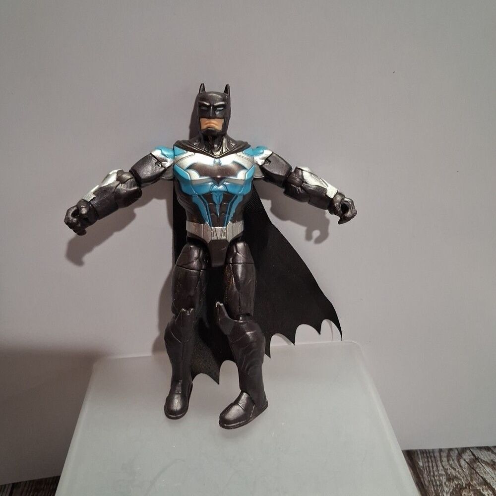 Vintage 90s Batman Bat-Tech Batman Action Figure Black Grey and Light Blue Suit